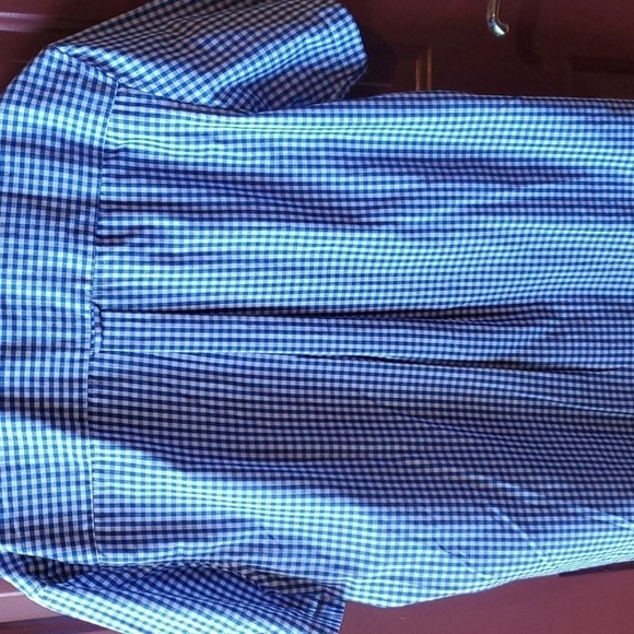 Saddlebred NWT easy care SS blue check button down shirt large classic fit - Picture 7 of 9